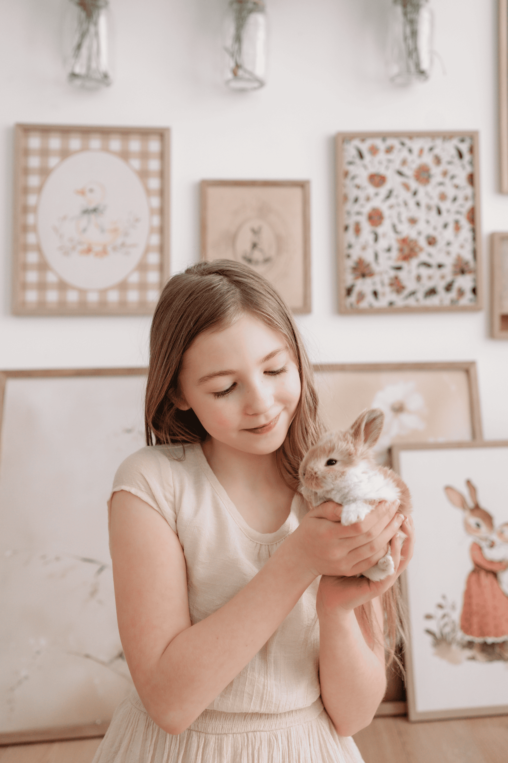 Easter Mini session with girl holding bunny in Prince George, BC.